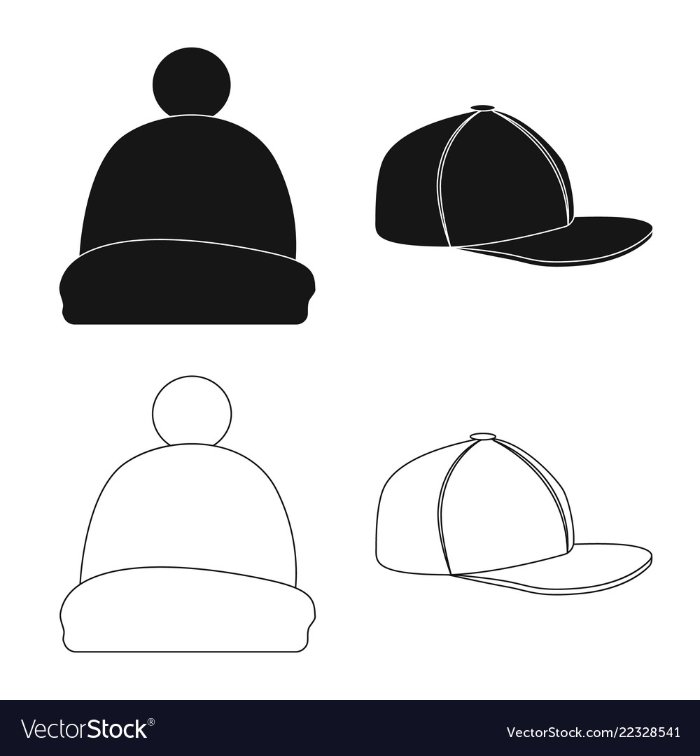 Isolated object of headgear and cap sign set