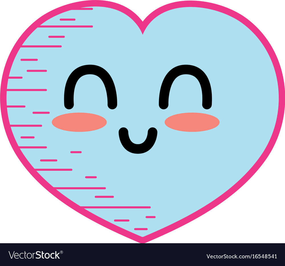 Kawaii cute happy heart love Royalty Free Vector Image