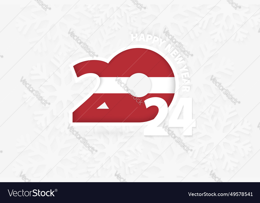 New year 2024 for latvia on snowflake background