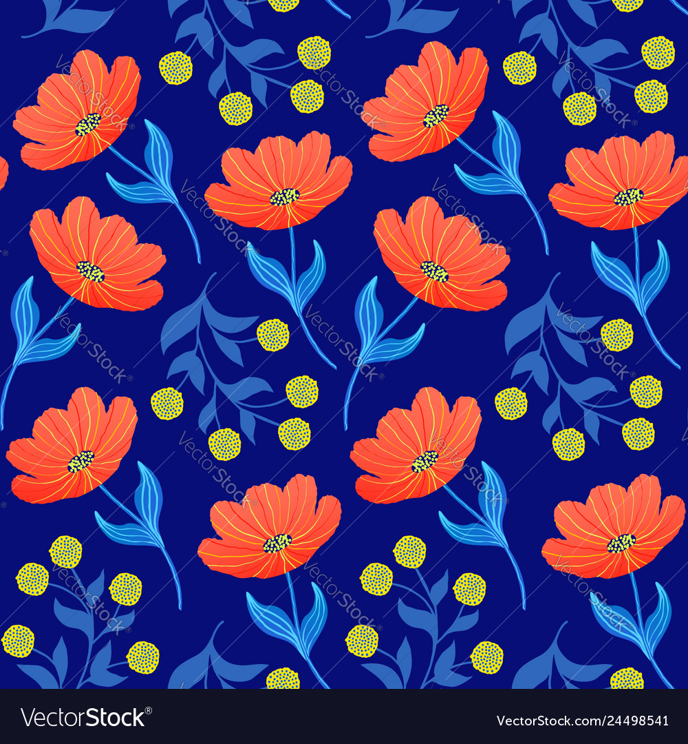 Pattern with orange tulips