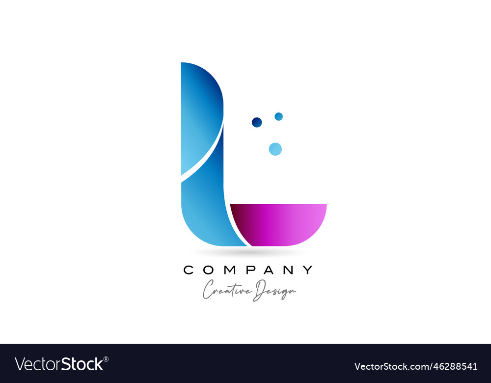 Pink blue l alphabet letter logo icon design Vector Image