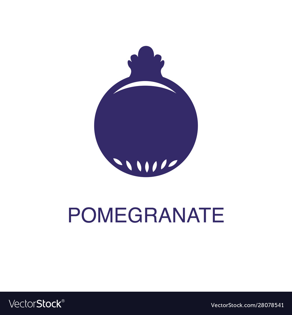 Pomegranate element in flat simple style on white