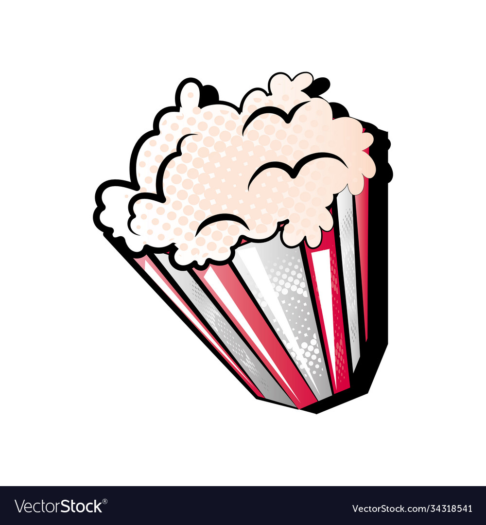 Pop art style popcorn on white background Vector Image