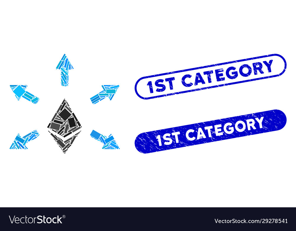 Rectangle mosaic ethereum emission with scratched vector image Rectangle mosaic ethereum emission with scratched