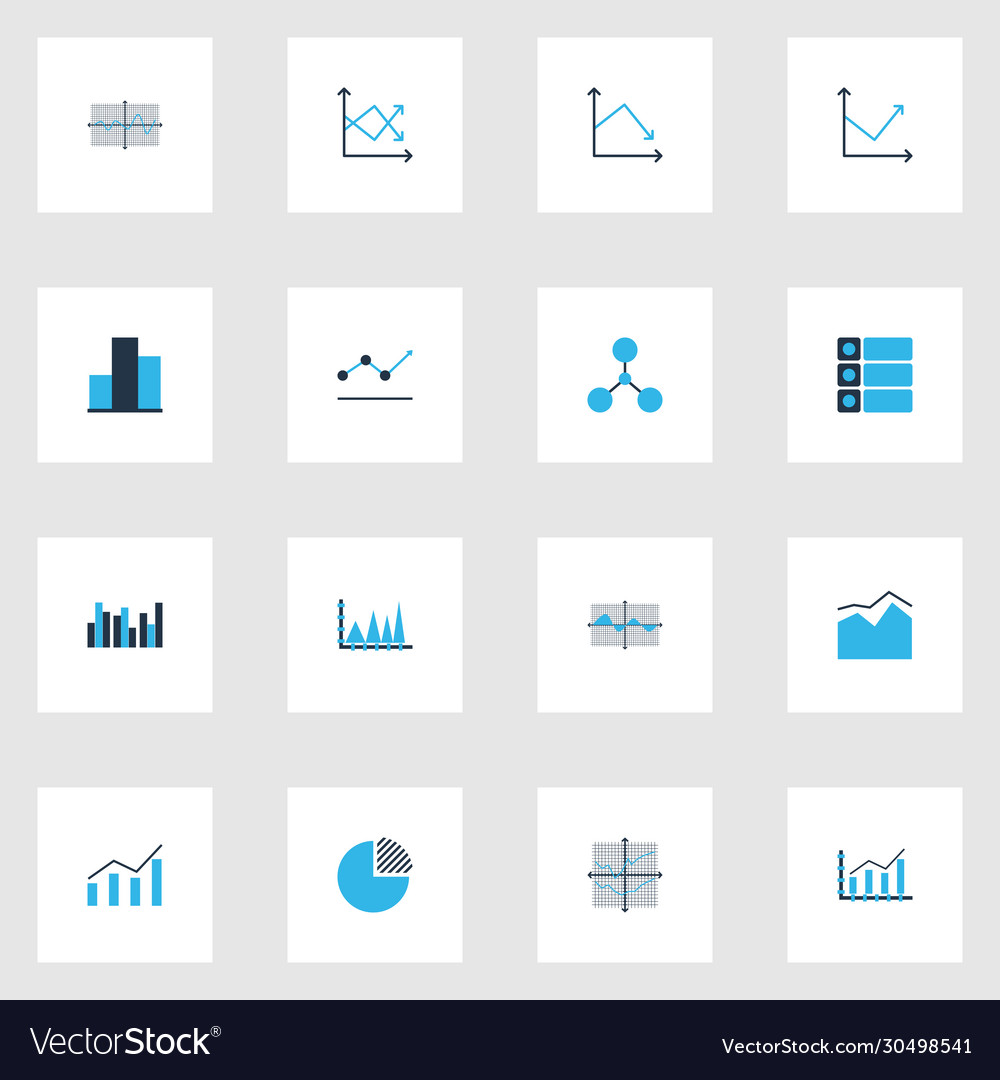 Set graphs diagrams and statistics icons vector image Set graphs diagrams and statistics icons