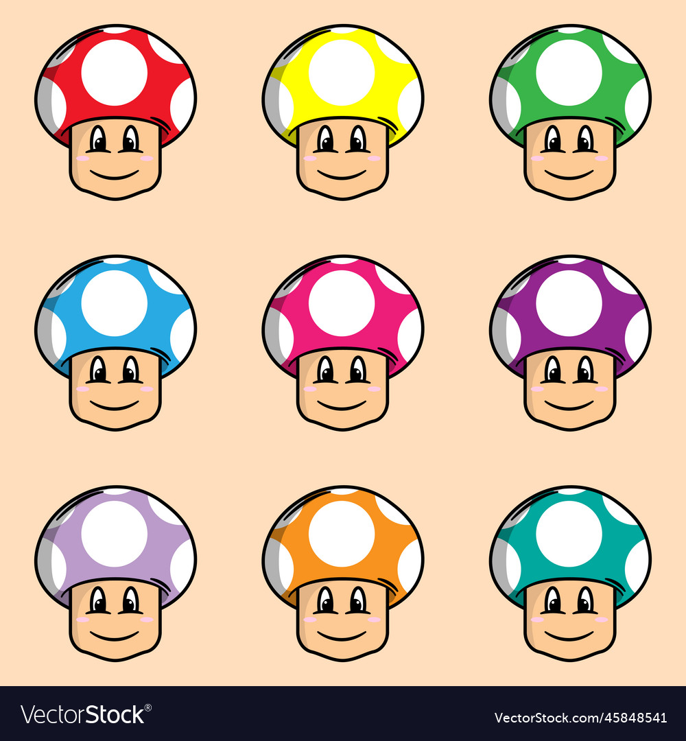 Set of mushroom game Royalty Free Vector Image