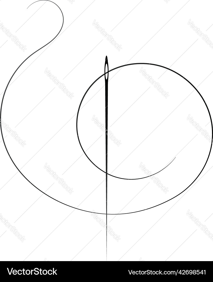 Sewing needle and fine thread Royalty Free Vector Image