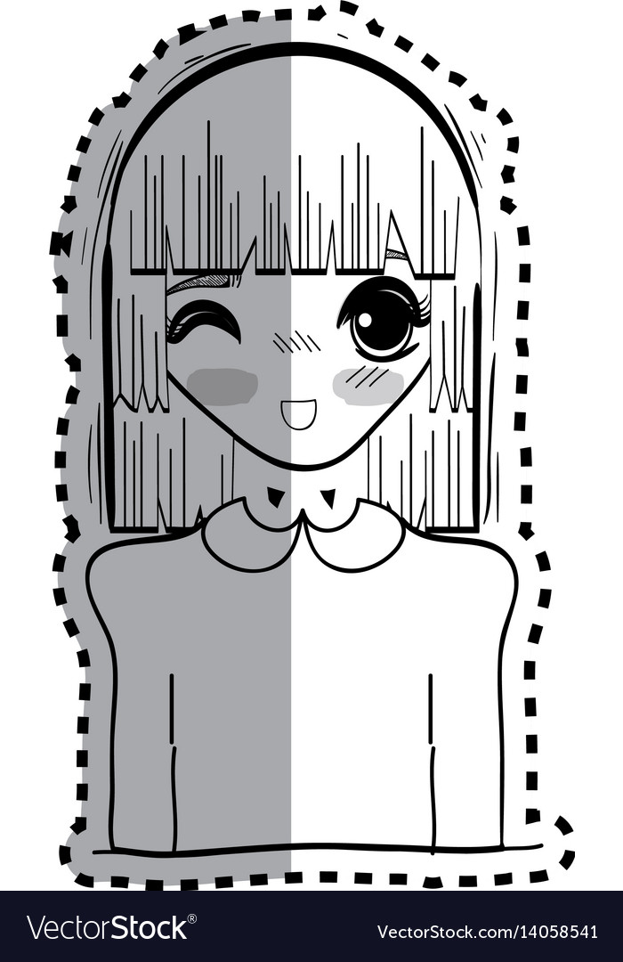 Sticker anime cute beautiful woman