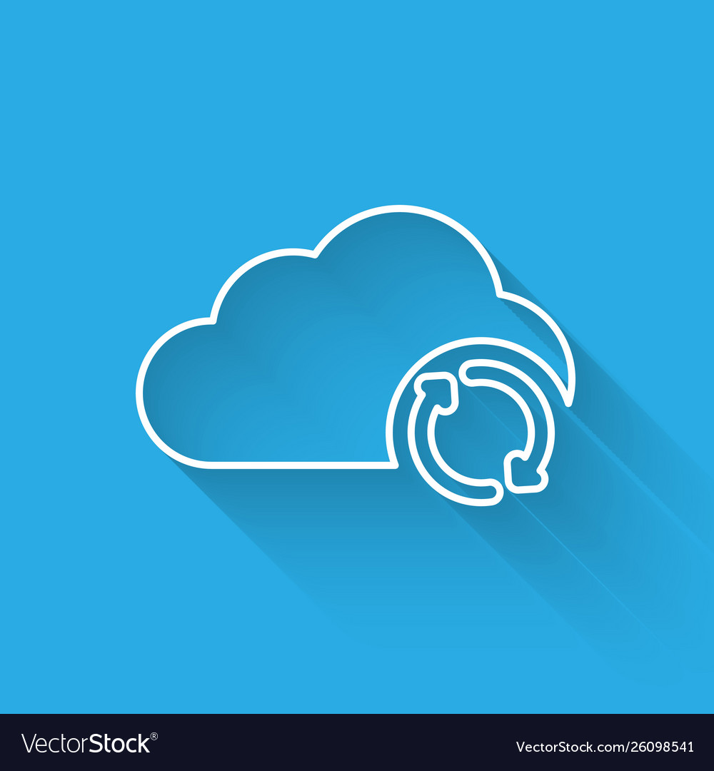 White cloud sync refresh icon isolated with long Vector Image White cloud sync refresh icon isolated with long