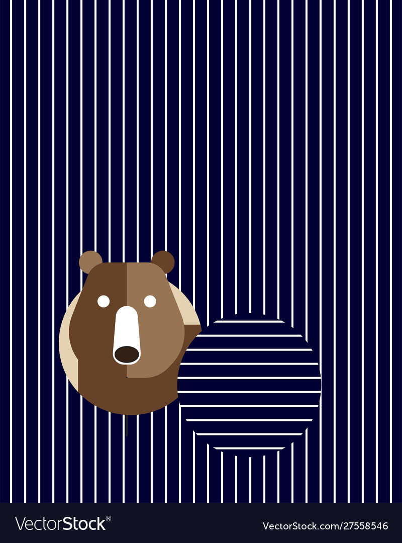 Bear face come out blue background with white