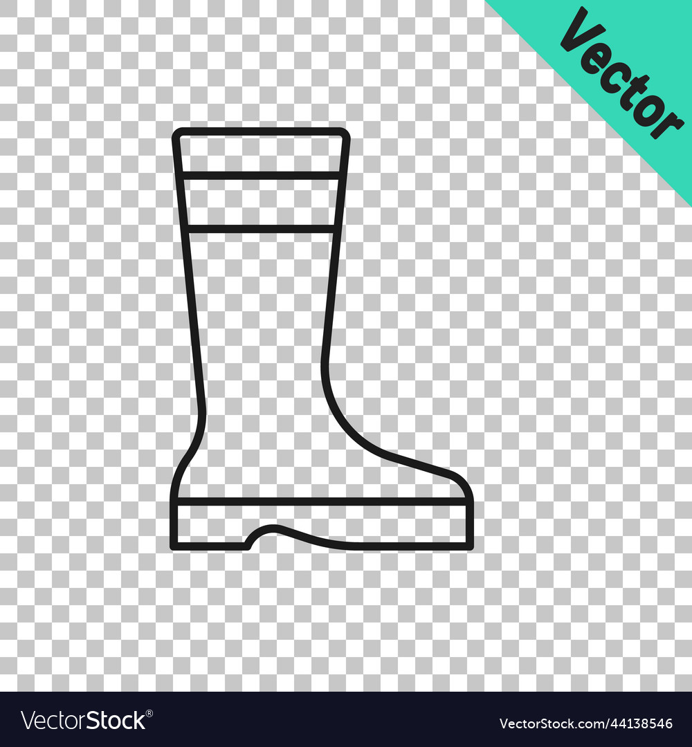 Black line fishing boots icon isolated