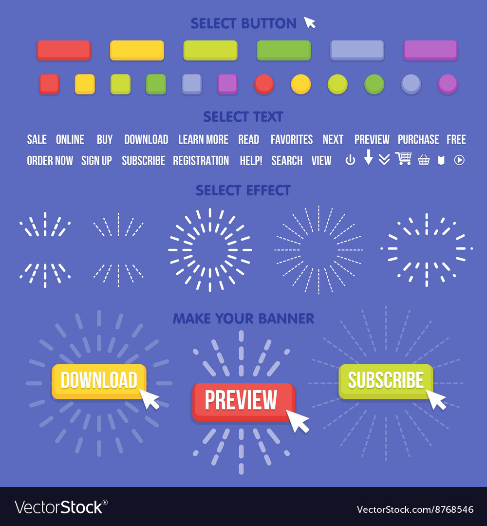 Buttons Maker Constructor Create Your Banner For Vector Image