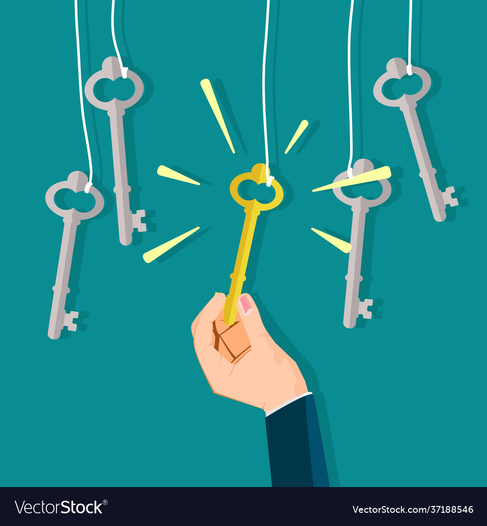 Choosing keys to success from ideas Royalty Free Vector