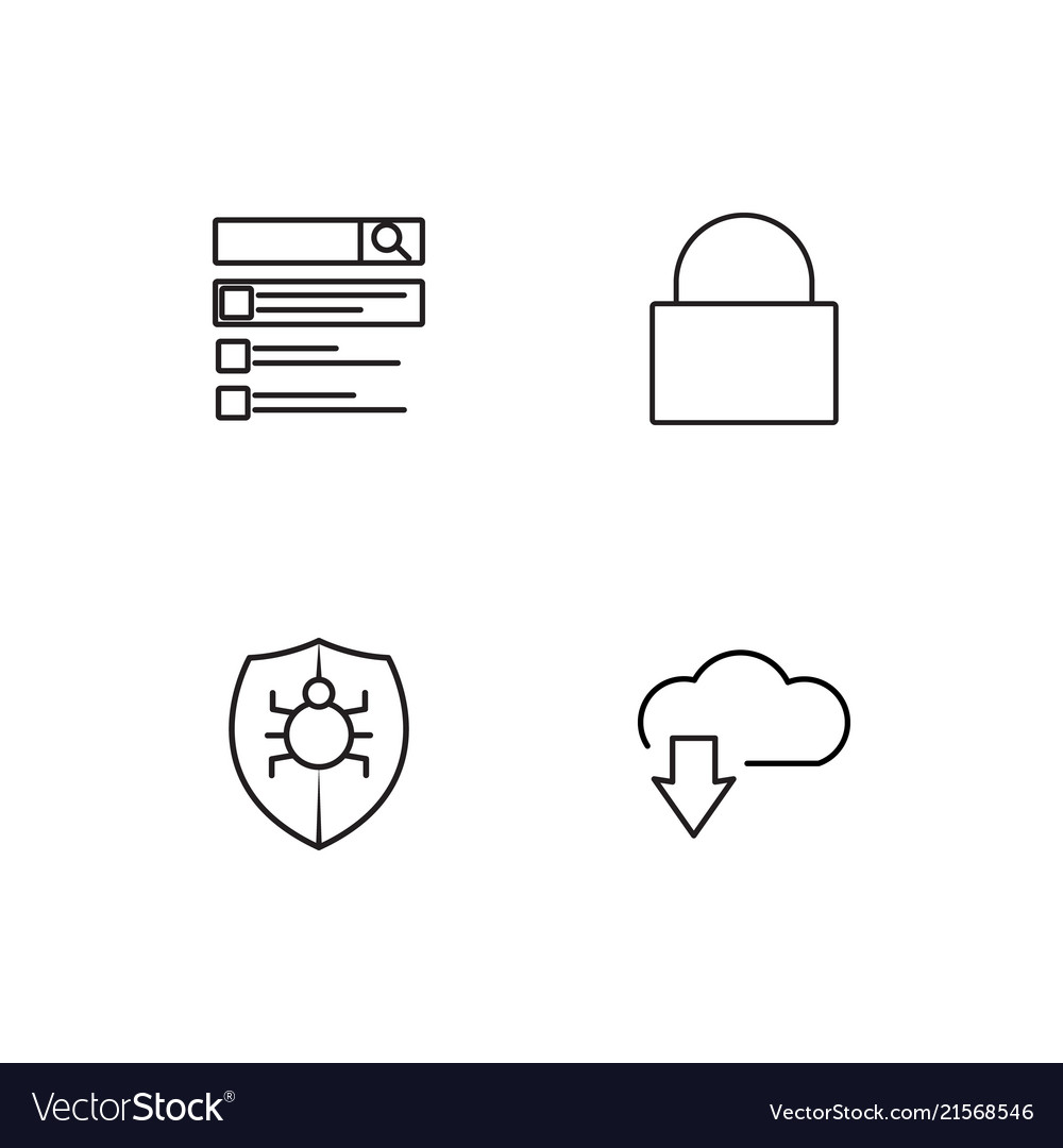 Cyber security linear icons set simple outline
