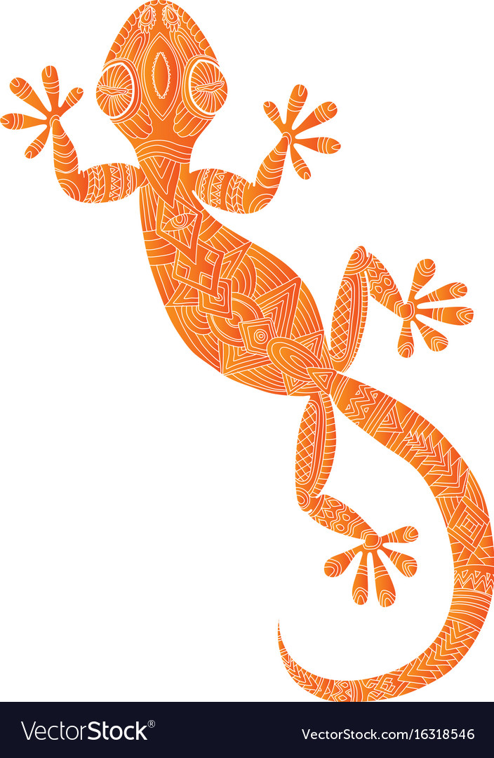 Ethnic Gecko Pattern Drawing