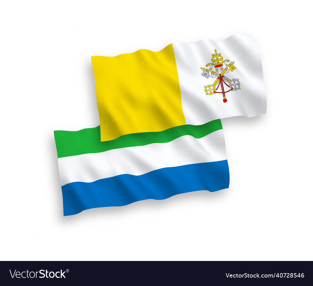 Flaggen von vatican und sierra leone auf einem weißen vector image Flaggen von vatican und sierra leone auf einem weißen