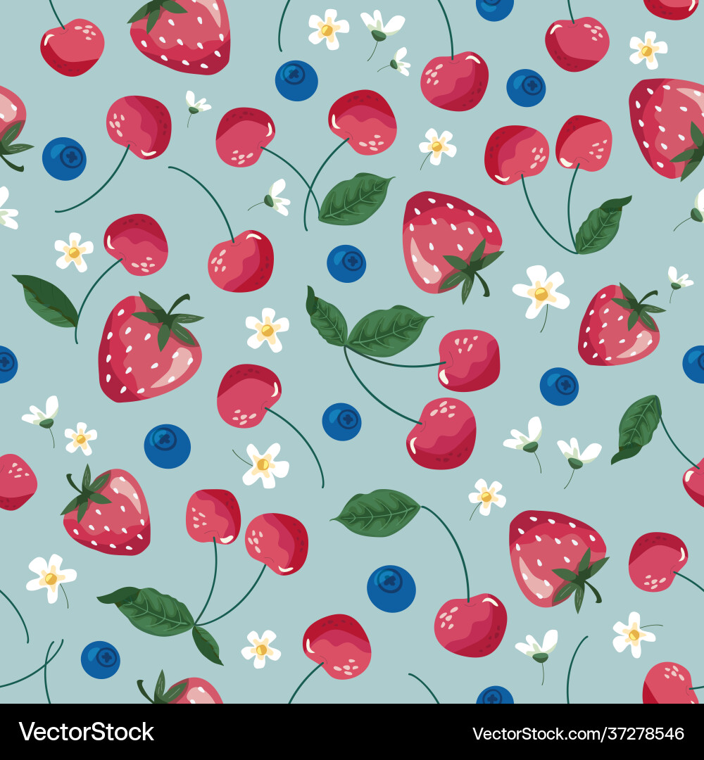 Fruits seamless pattern strawberry cherry Vector Image