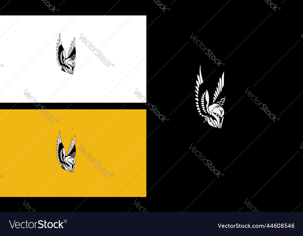 Head robot with wings line art design