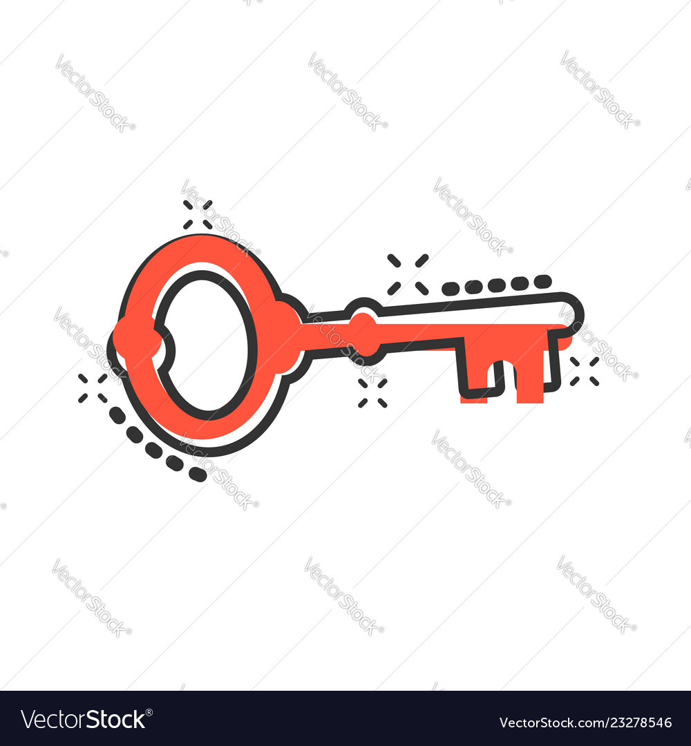 Key icon in comic style access login cartoon