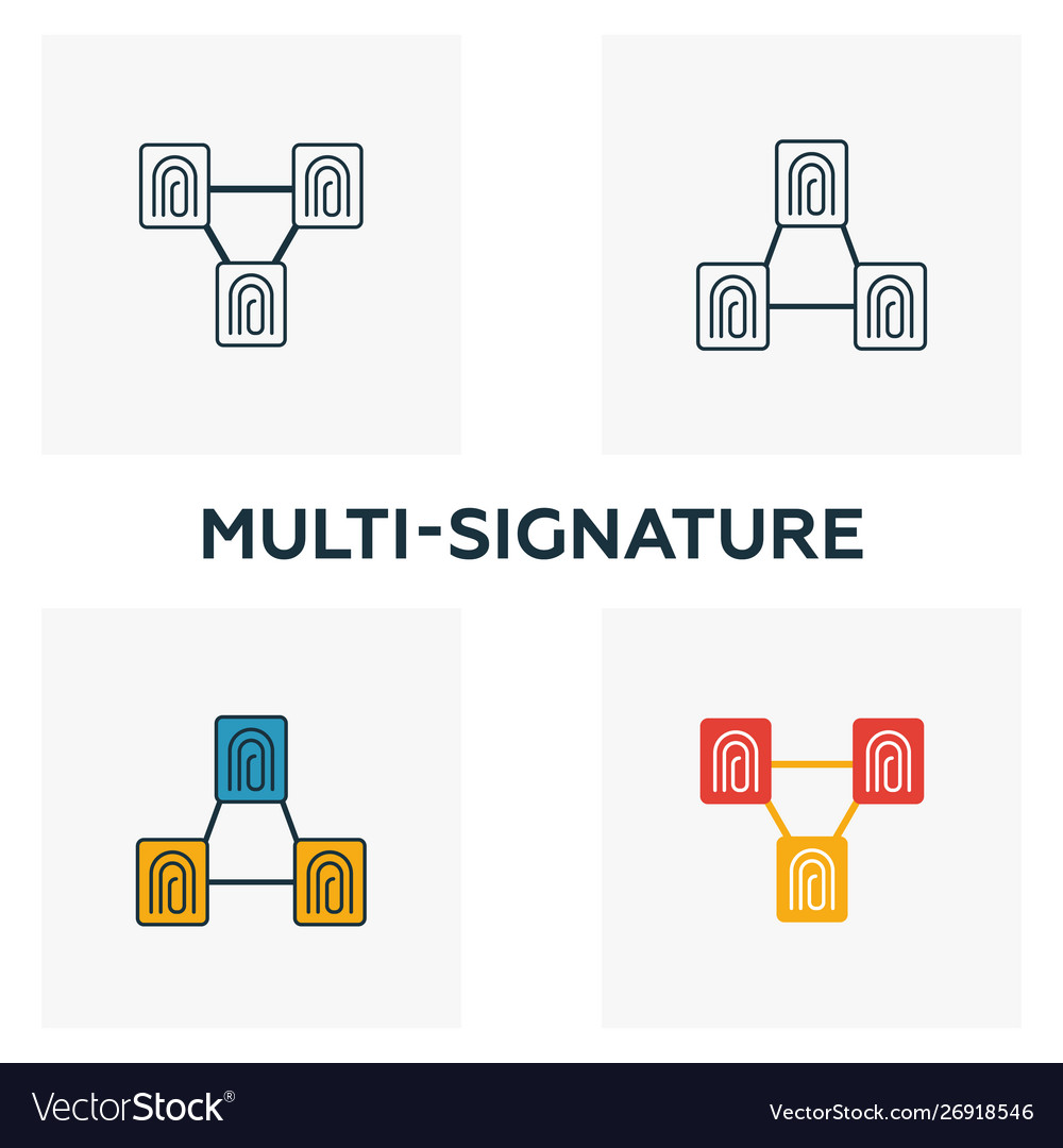 Multi-signature icon set four elements