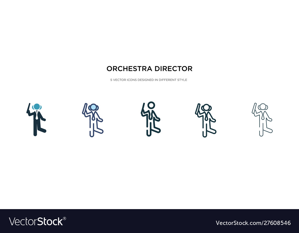 Orchestra director with stick icon in different vector image Orchestra director with stick icon in different