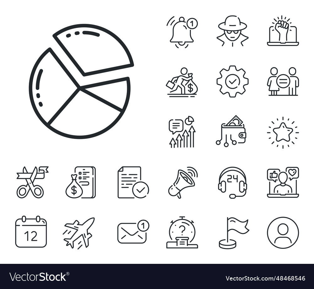 Pie chart line icon presentation graph sign vector image Pie chart line icon presentation graph sign