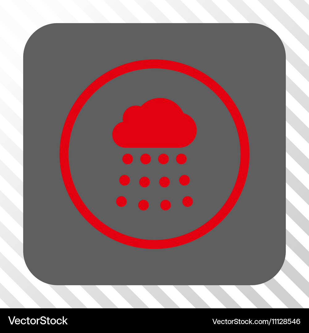 Rain cloud rounded square button Royalty Free Vector Image