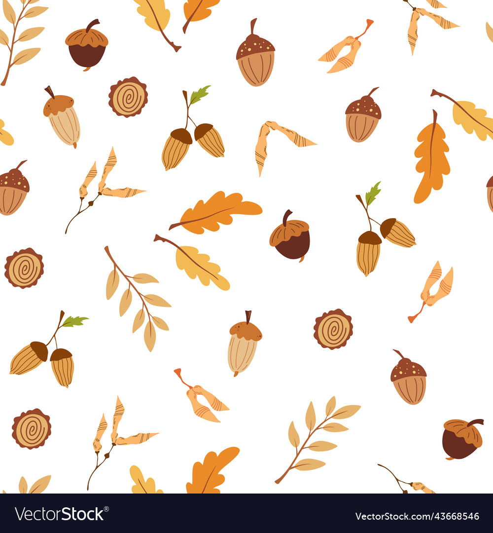 Seamless pattern with acorns autumn background Vector Image Seamless pattern with acorns autumn background
