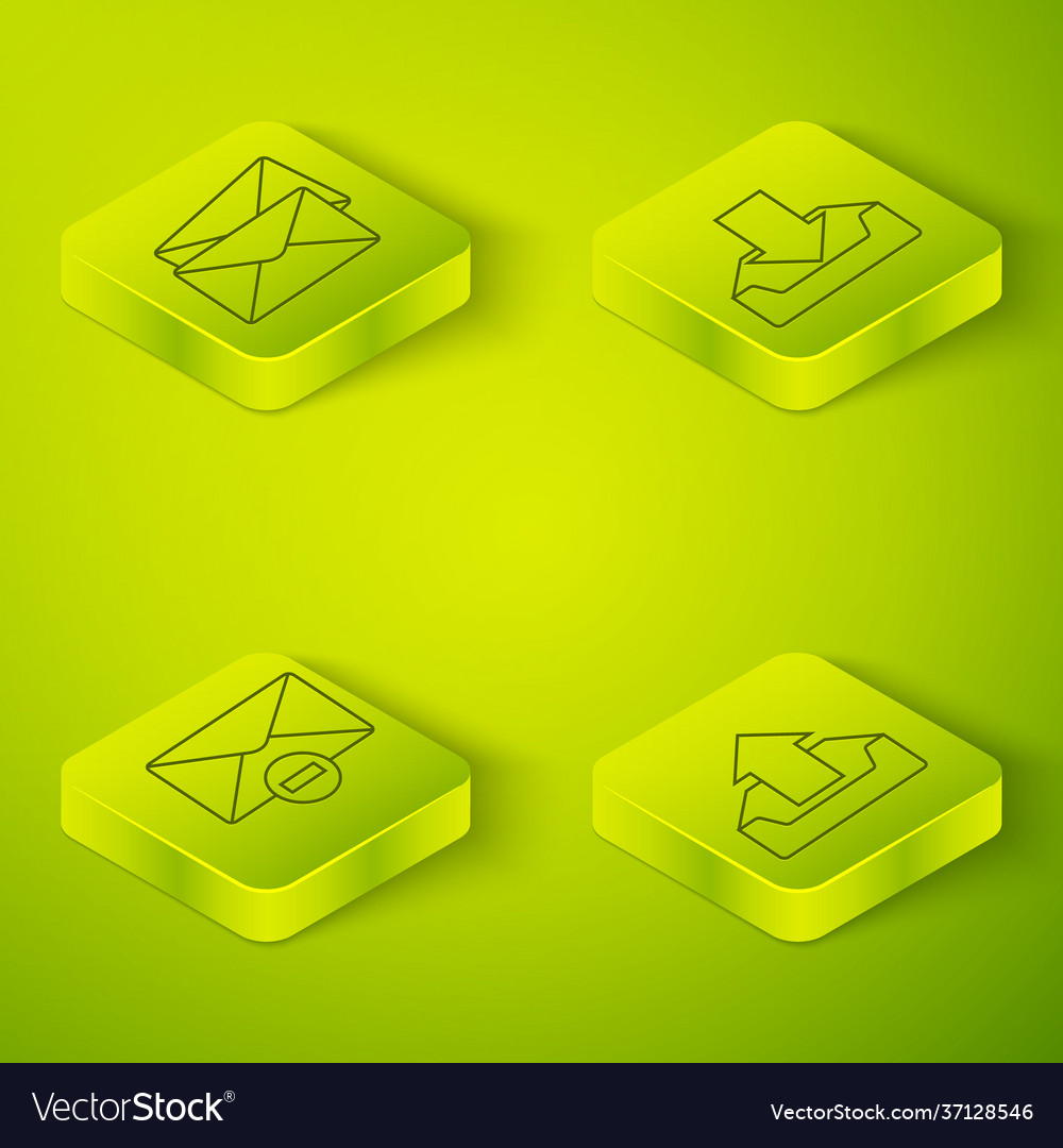 Set isometric download inbox delete envelope