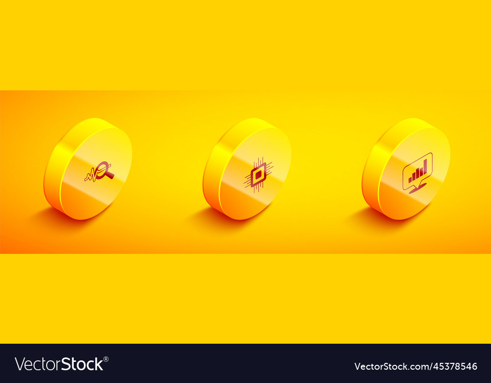 Set isometric search data analysis processor cpu vector image Set isometric search data analysis processor cpu