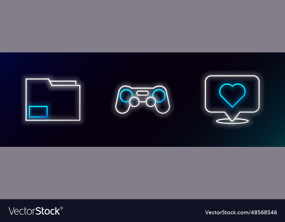 Set line like and heart document folder vector image Set line like and heart document folder