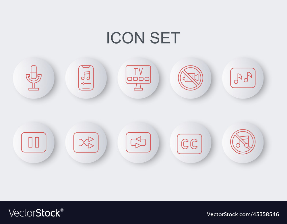 Set line speaker mute pause button smart tv Vector Image Set line speaker mute pause button smart tv