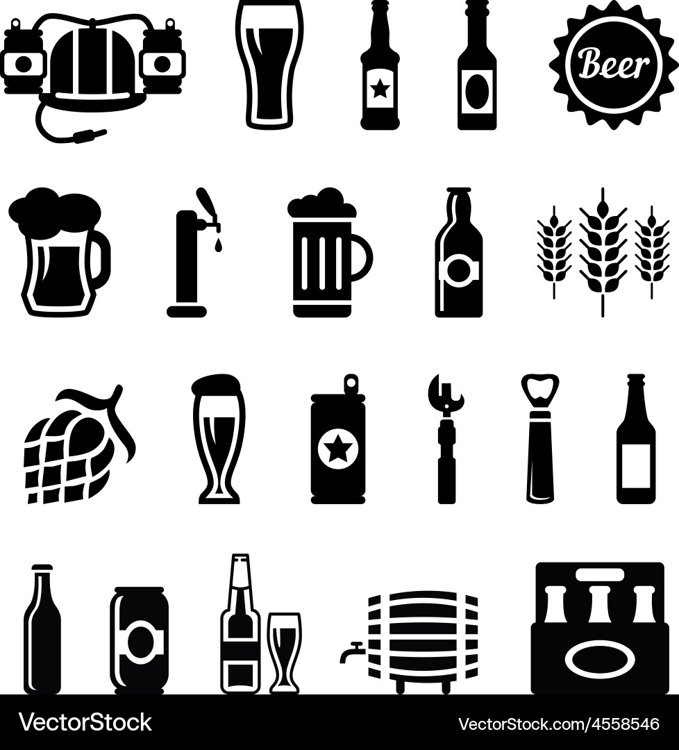 Set of beer icons Royalty Free Vector Image VectorStock