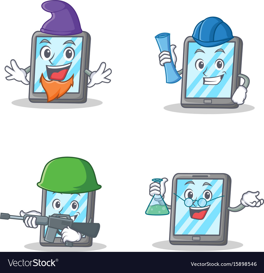 Set of tablet character with elf architect army