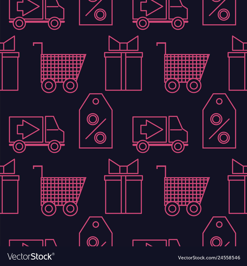 Shopping Cart Pattern - Dark Background