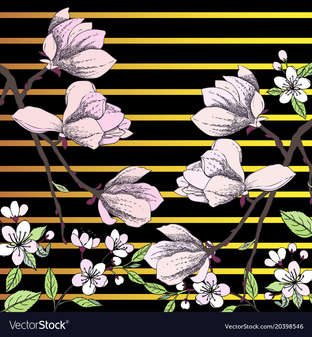 Spring sakura and magnolia background