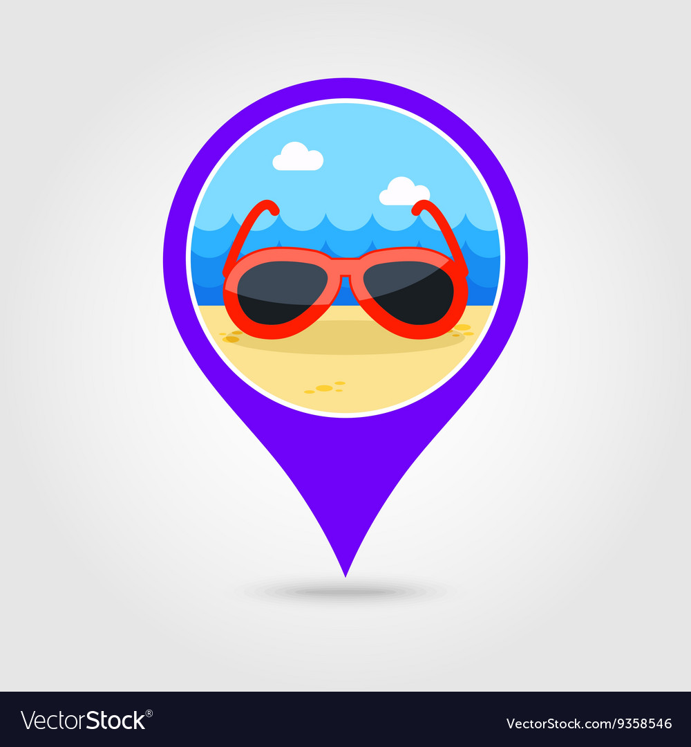 Sunglasses pin map icon summer vacation