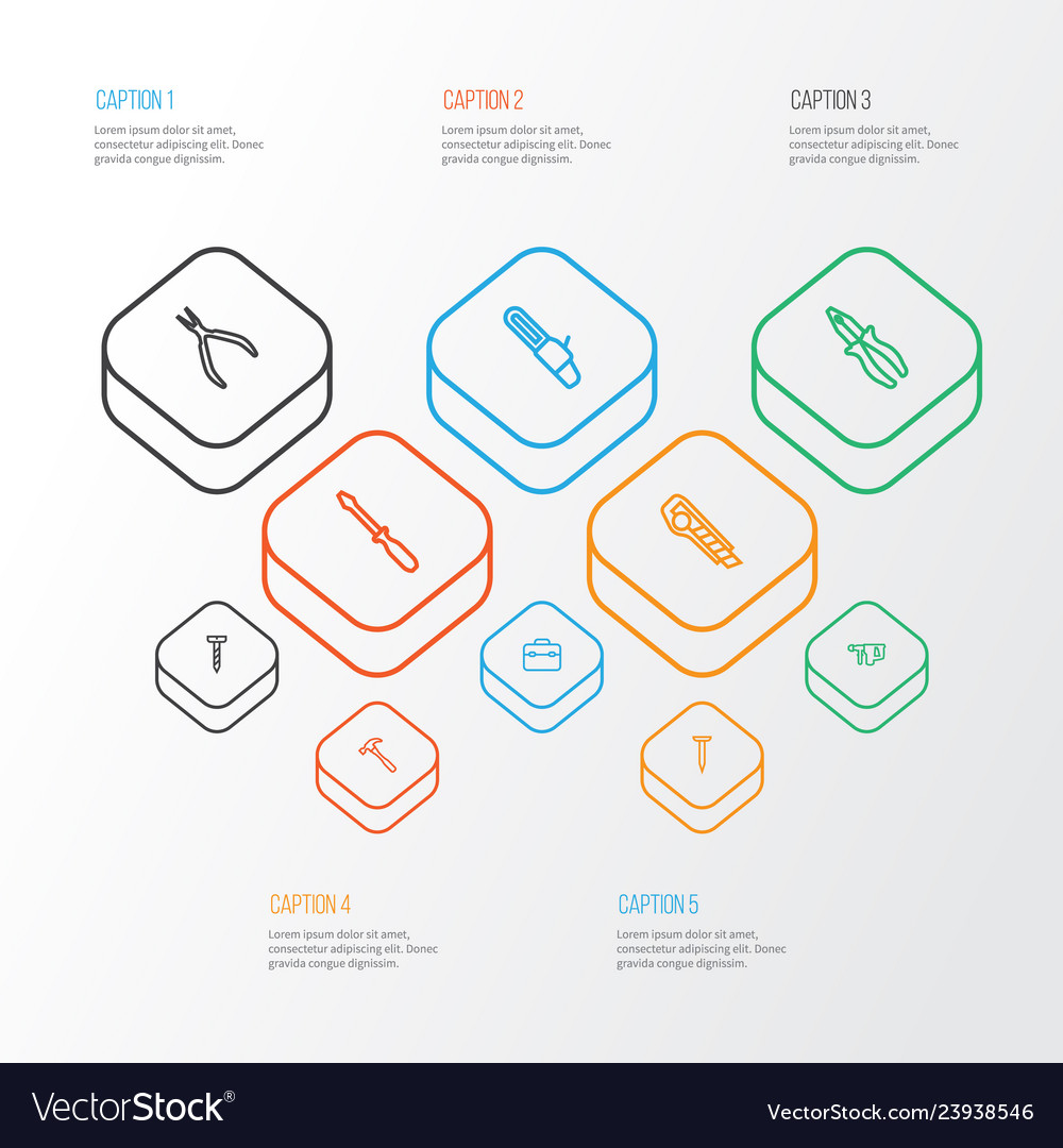 Tools icons line style set with pliers utility vector image Tools icons line style set with pliers utility