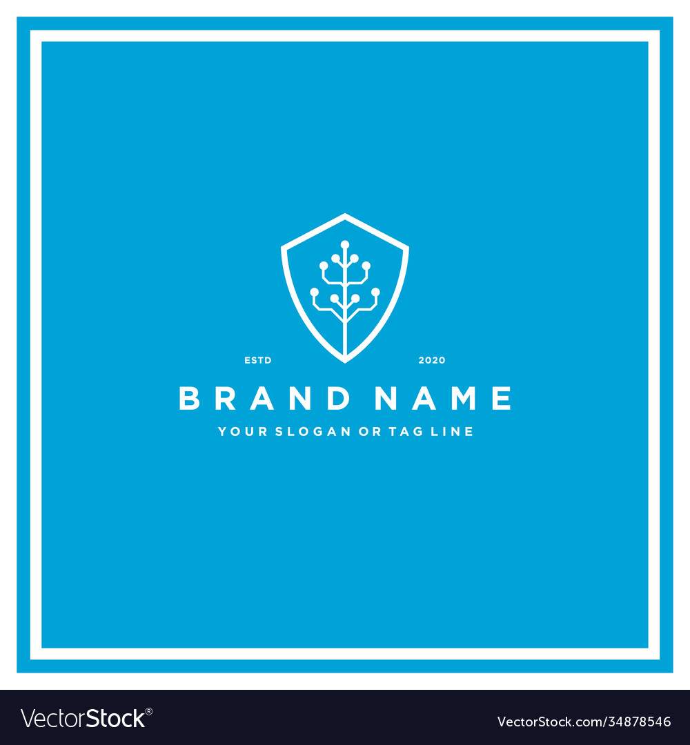 Tree tech shield logo design