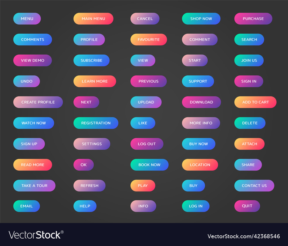 Web buttons collection ui vector image Web buttons collection ui