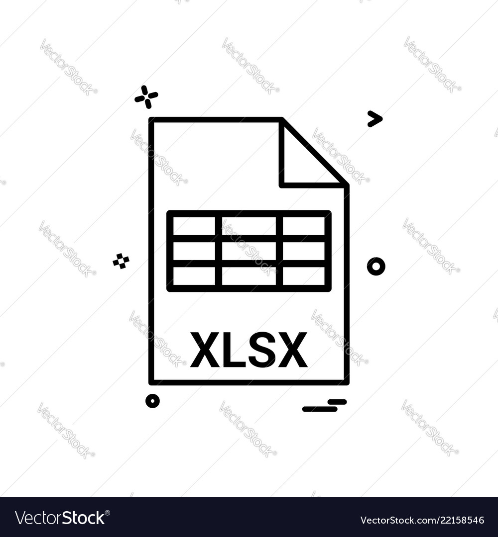 Xlsx file extension format icon design vector image Xlsx file extension format icon design