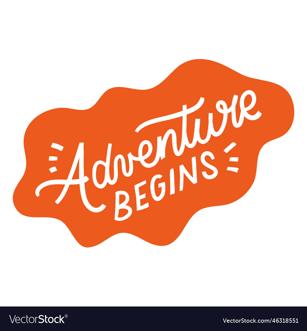 Adventure begins lettering Royalty Free Vector Image