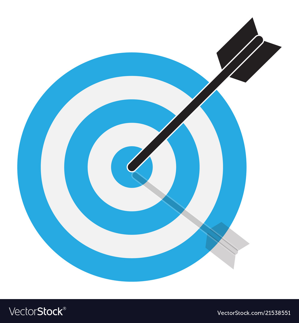 Arrow hits target target icon on white Royalty Free Vector