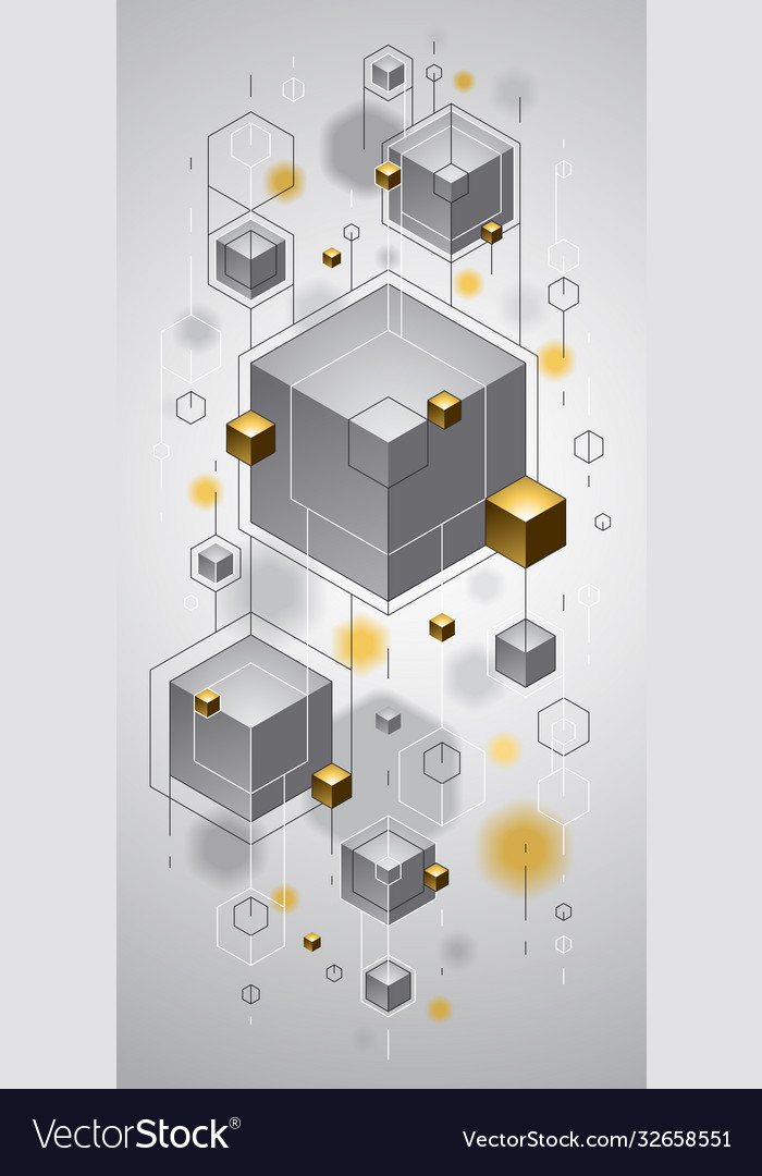 Basic abstract design with cluster 3d cubes vector image Basic abstract design with cluster 3d cubes