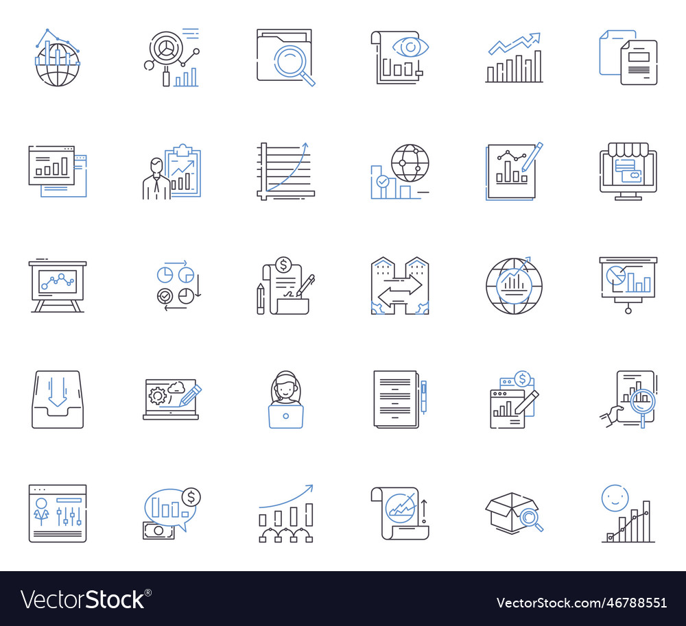 Digital repository line icons collection Vector Image