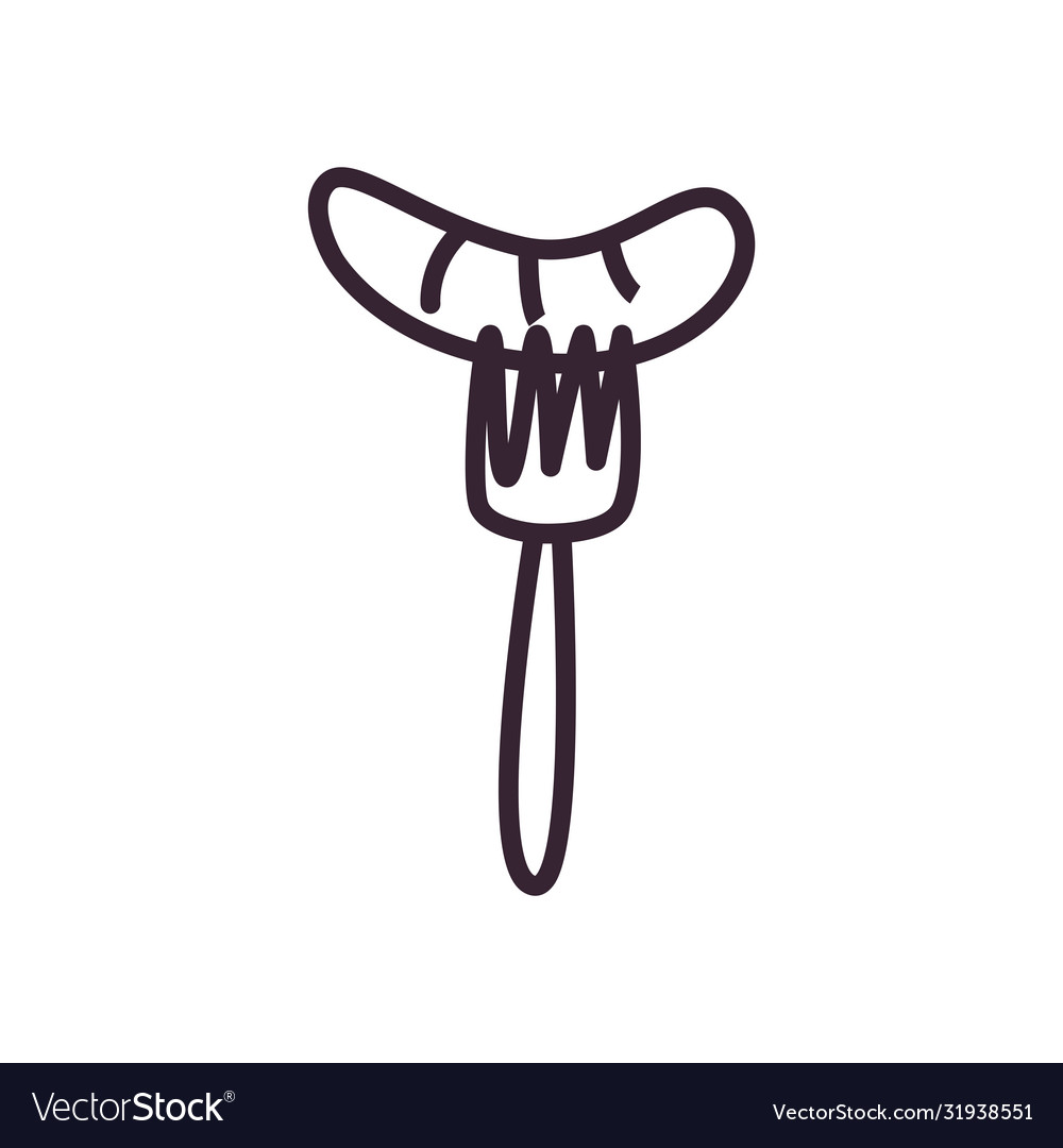 Fork with sausage line style icon design