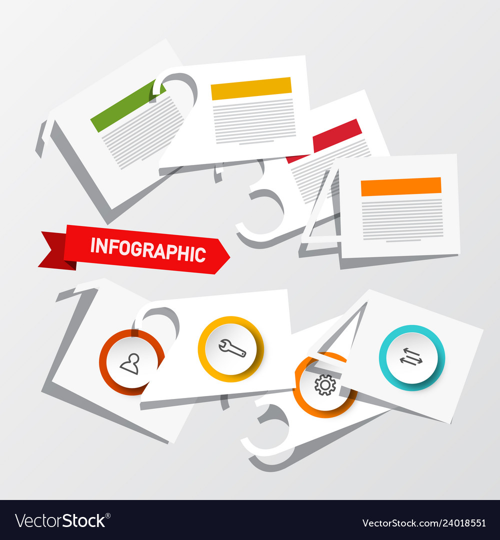 Vier Schritte Infografik-Layout mit Papierschnitt