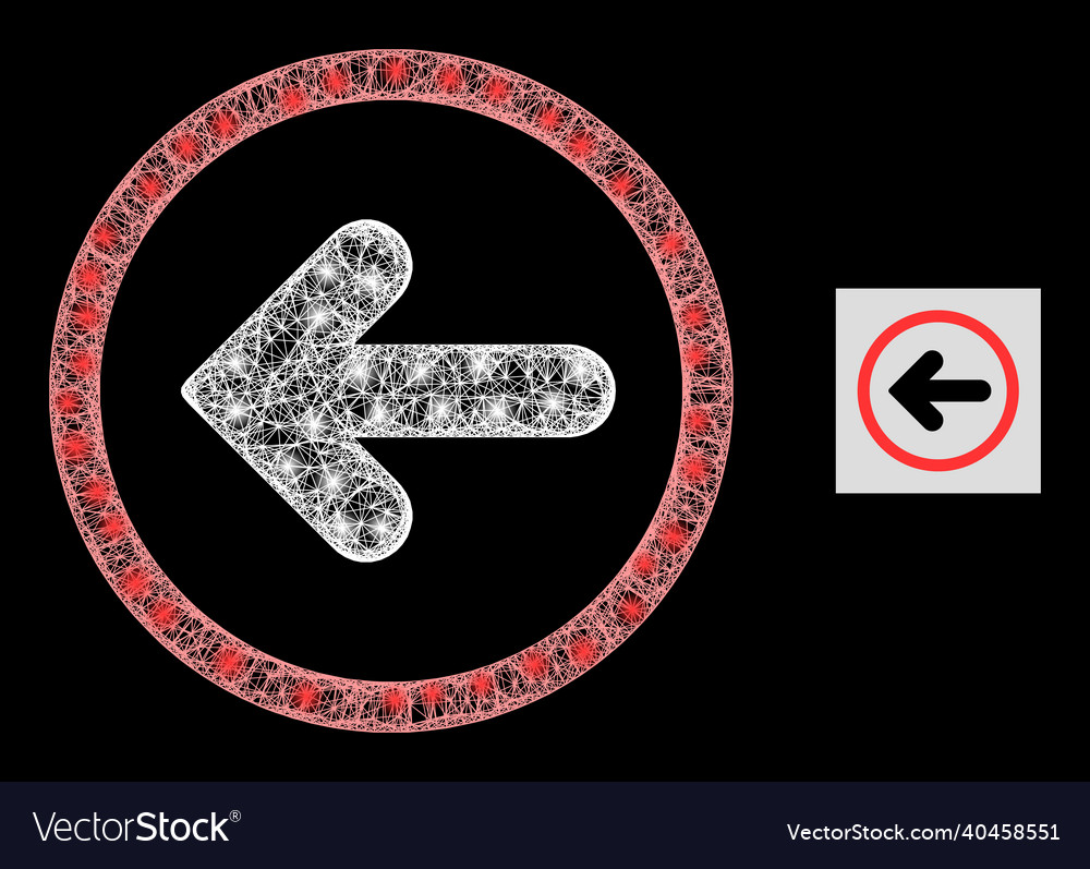 Majestic net mesh left pointer icon with light vector image Majestic net mesh left pointer icon with light