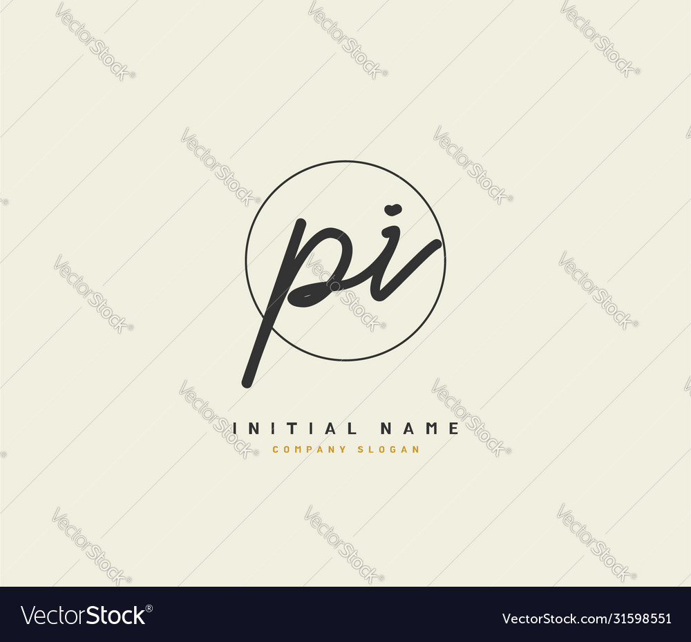 P i pi beauty initial logo handwriting