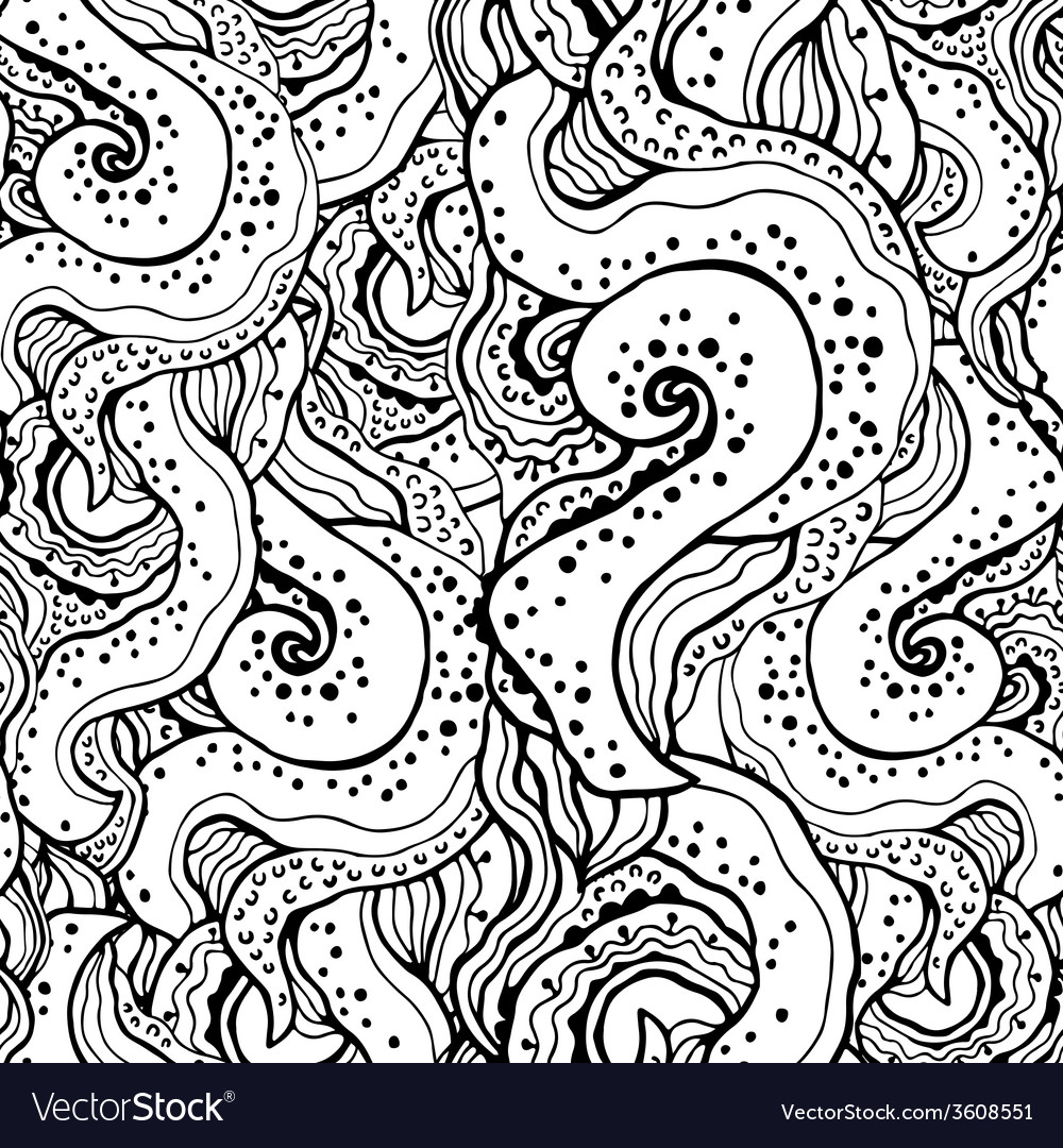 Seamless wave hand-drawn pattern waves background